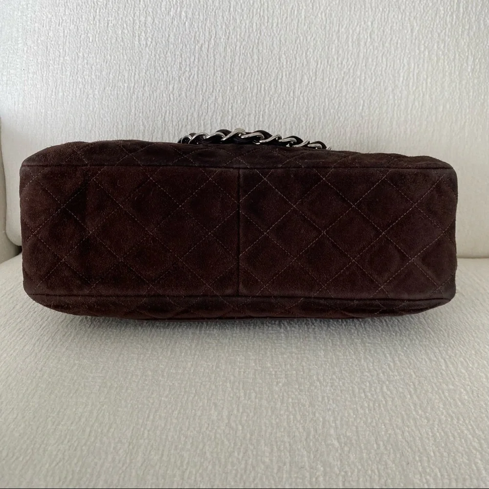 Chanel Vintage Classic Single Flap Bag Quilted Suede Medium Brown - Picture 8 of 17
